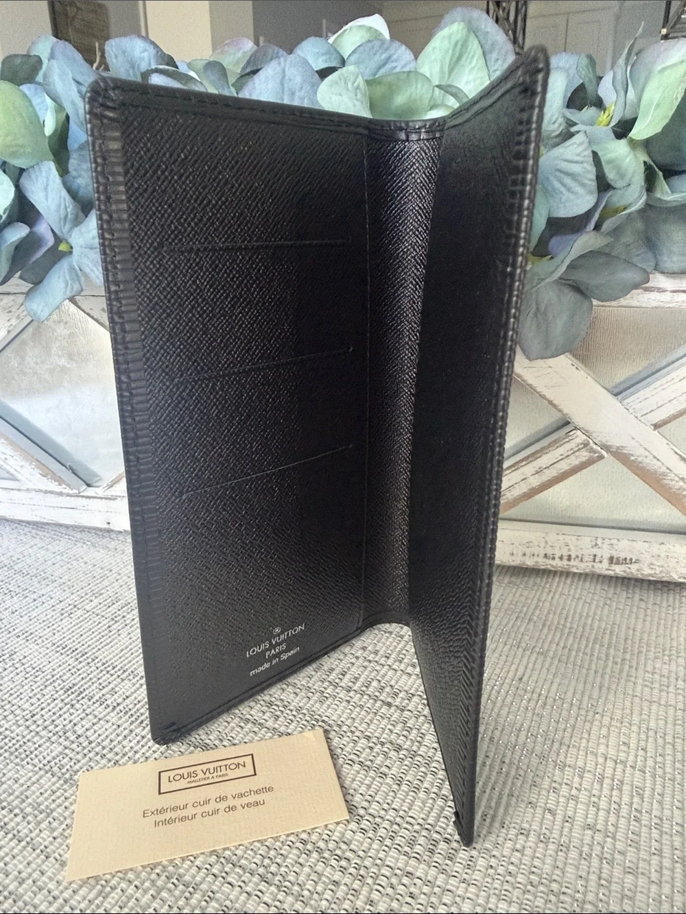 Louis Vuitton Black Epi Leather Long Wallet Check Holder Organizer Like New
